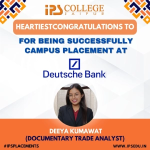 Deeya Kumawat Secures Campus Placement at Deutsche Bank as Documentary Trade Analyst